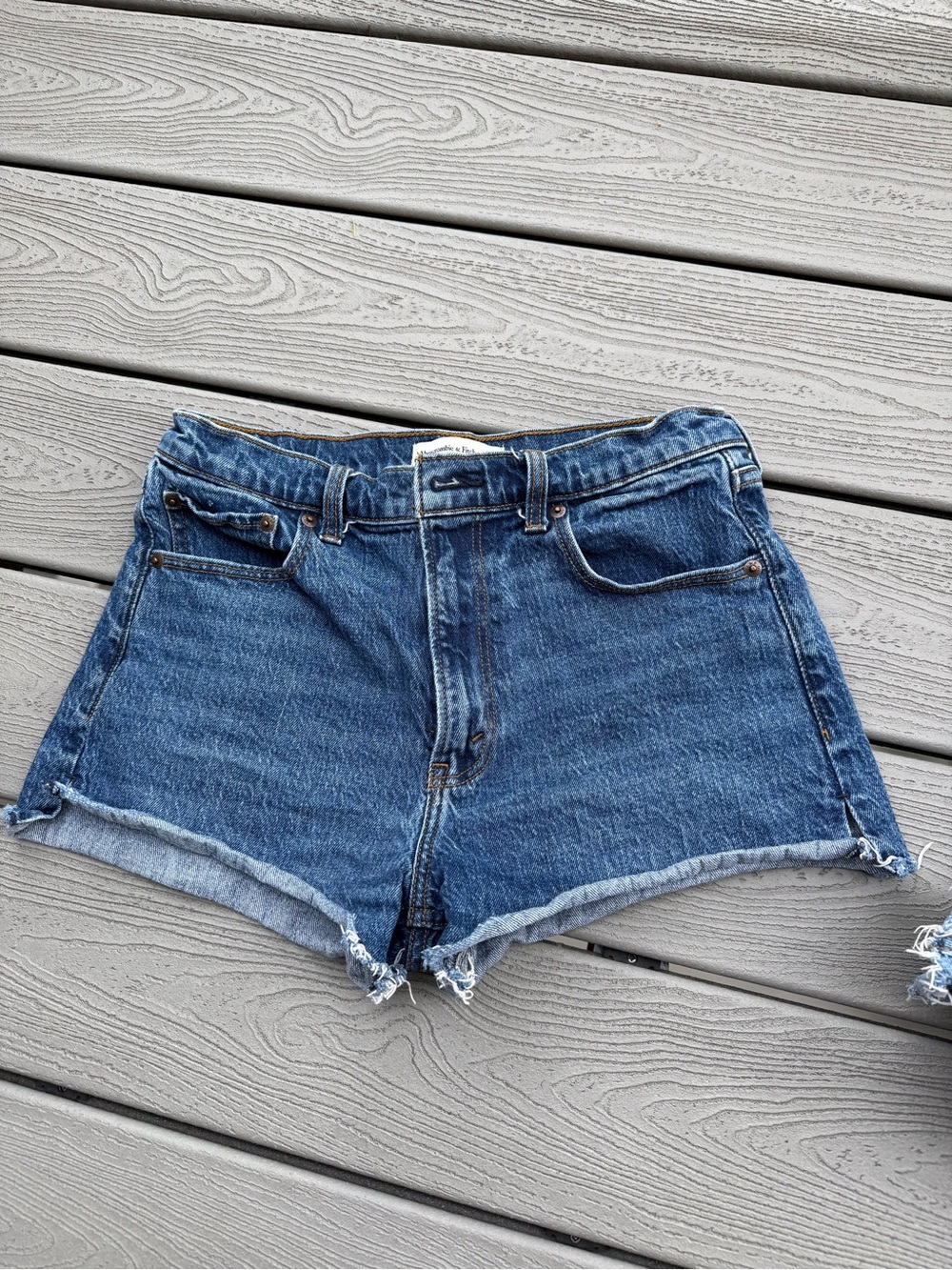Abercrombie & Fitch Dark Blue High-Waist Denim Cutoff Shorts